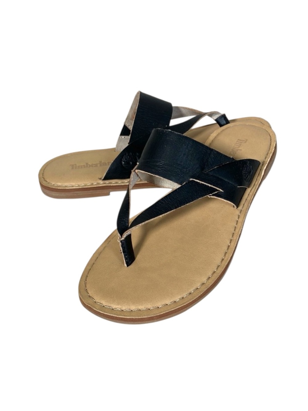 Timberland sandals black Sheafe Leather Thong size 5.5